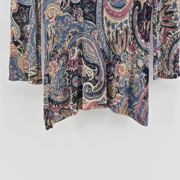 Ralph Lauren Womens Paisley Silk Top Size S Long Sleeve Boat Neck Comfort LRL - Picture 11 of 12